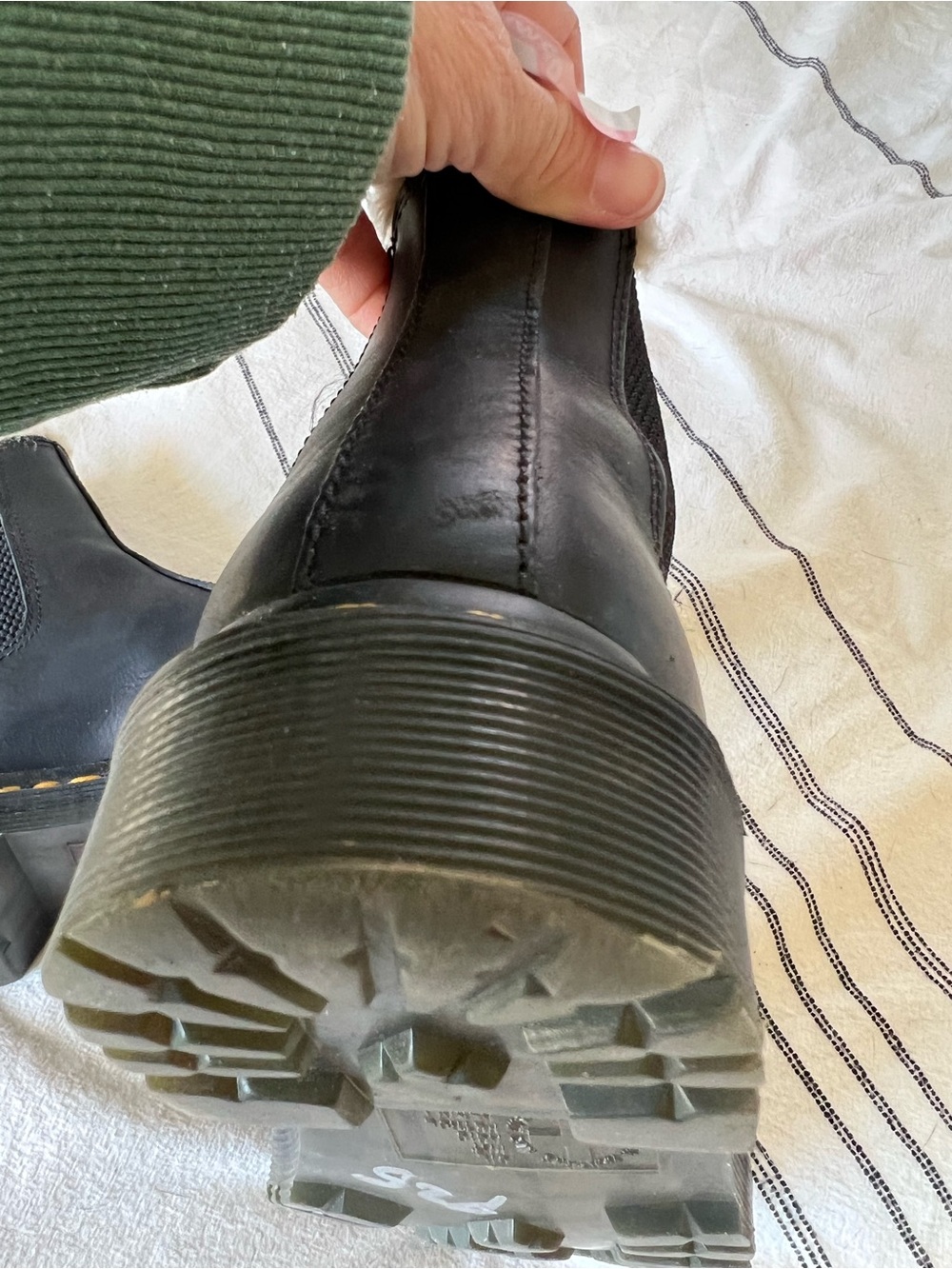 Dr. Martens Black Leather Fleece Chelsea Boots with Yellow Stitching - Picture 5 of 6